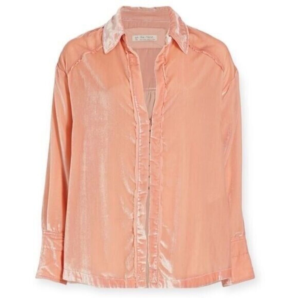WE THE FREE NWT FREE PEOPLE‎ Marianne Velvet Shirt Sun Blush - size S- Fairy